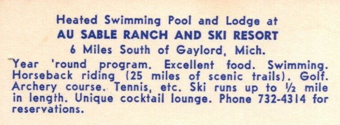 Au Sable Ranch and Ski Resort (Au Sable Ski Ranch) - Vintage Postcard (newer photo)